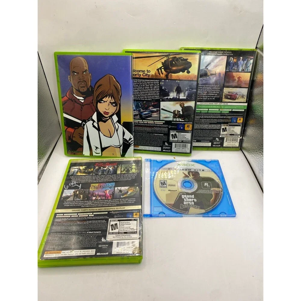 Grand Theft Auto Xbox Collection 3,4,5, San Andreas + liberty City - 5 game lot